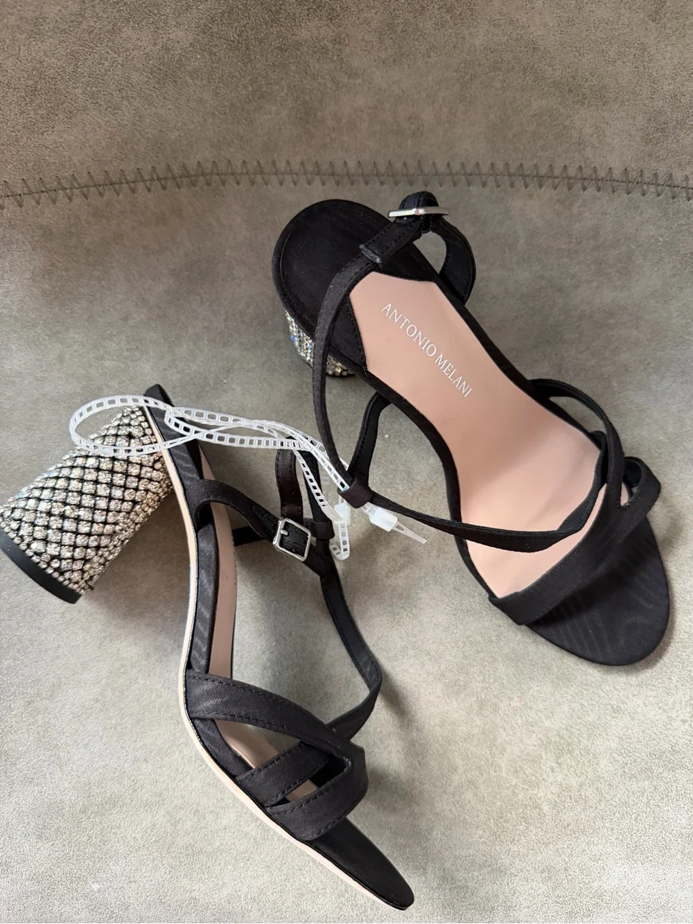 NEW Antonio Melani Larie Rhinestone Satin Slingback Dress Sandals Sz 6.5